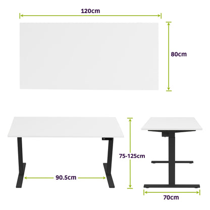 E-base elektrisch zit-sta bureau 120x80