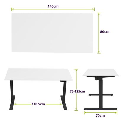 E-base elektrisch zit-sta bureau 140x80