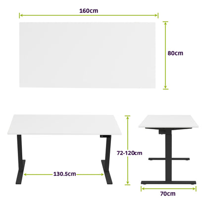 E-base elektrisch zit-sta bureau 160x80