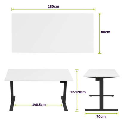 E-base elektrisch zit-sta bureau 180x80