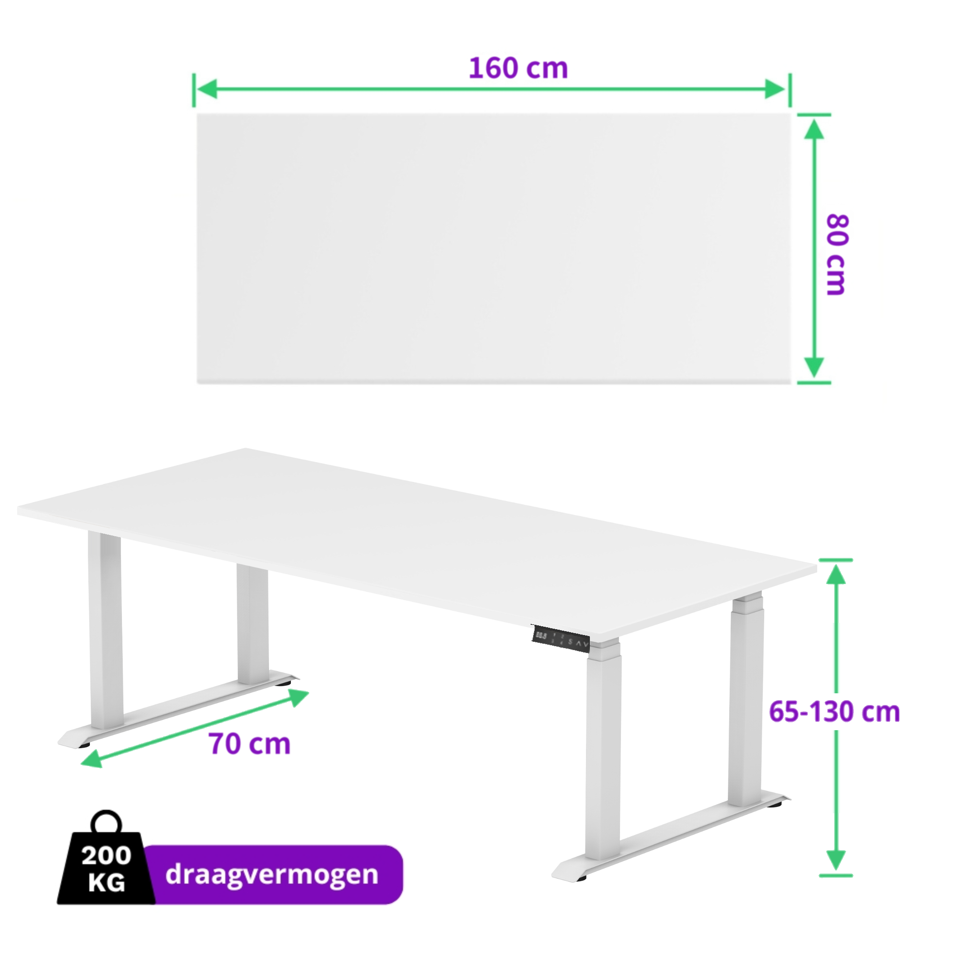 E-motion elektrisch zit-sta bureau 160x80 NPR