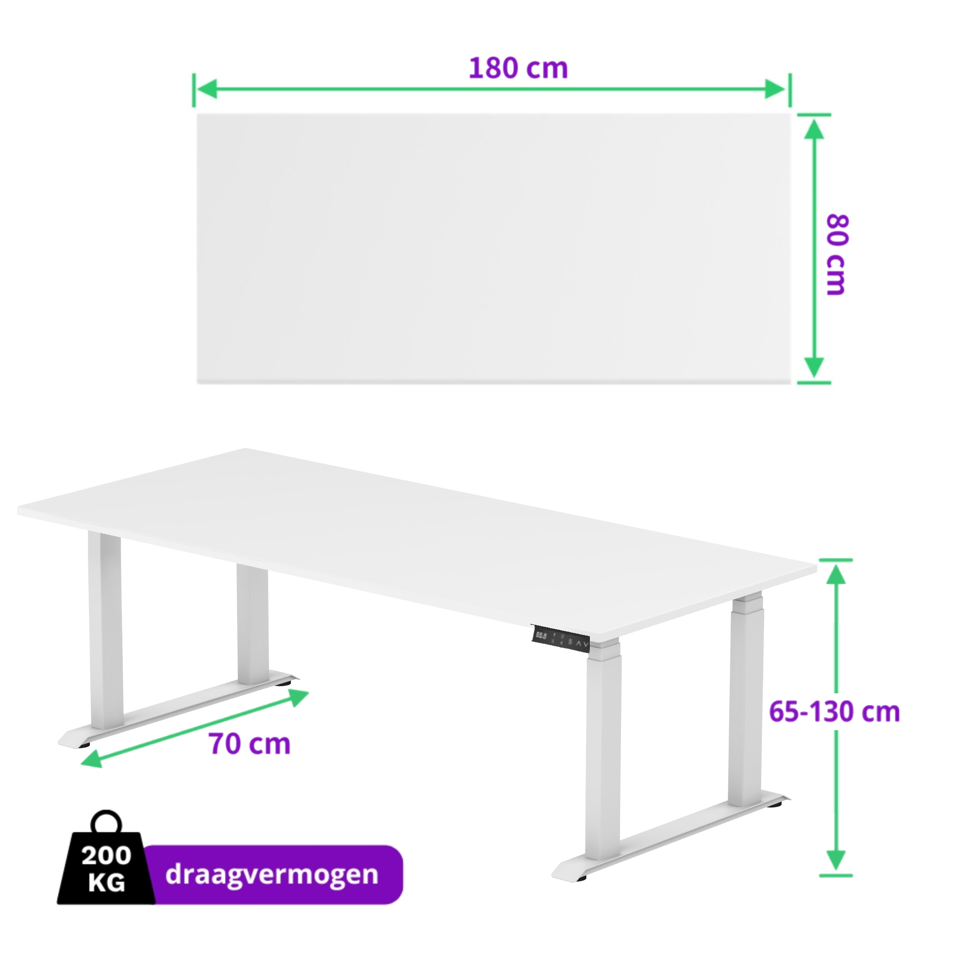 E-motion elektrisch zit-sta bureau 180x80 NPR