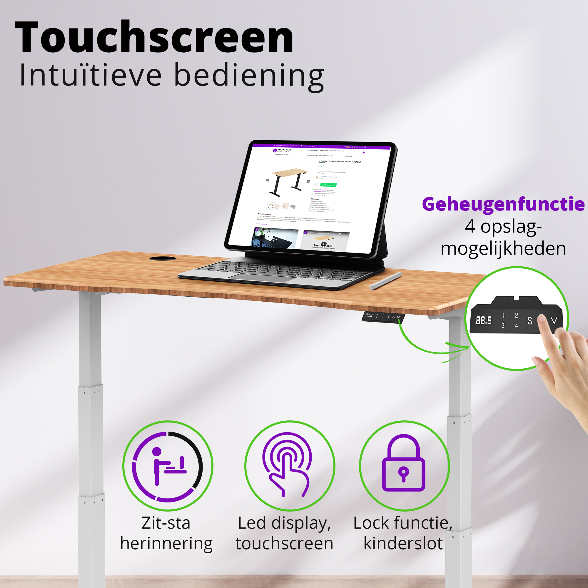E-dual elektrisch zit-sta bureau 140x70