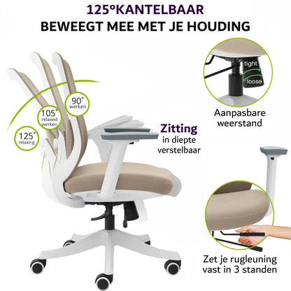 Liva Bureaustoel Beige Wit NEN-1335