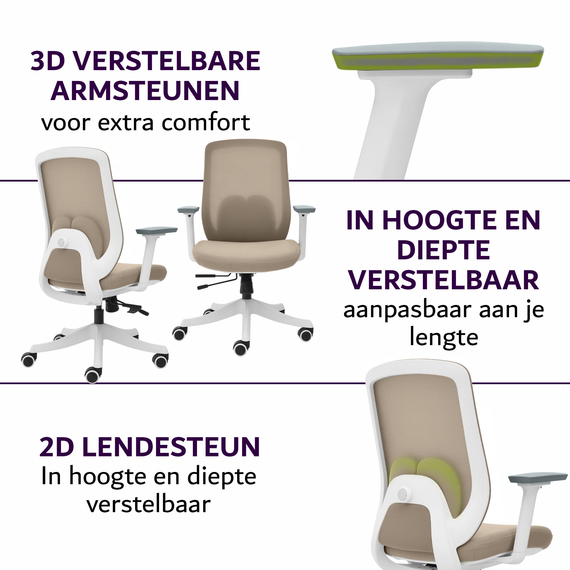 Liva Bureaustoel Beige Wit NEN-1335