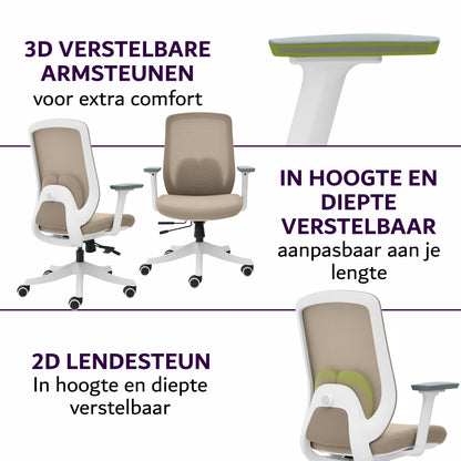 Liva Bureaustoel Beige Wit NEN-1335