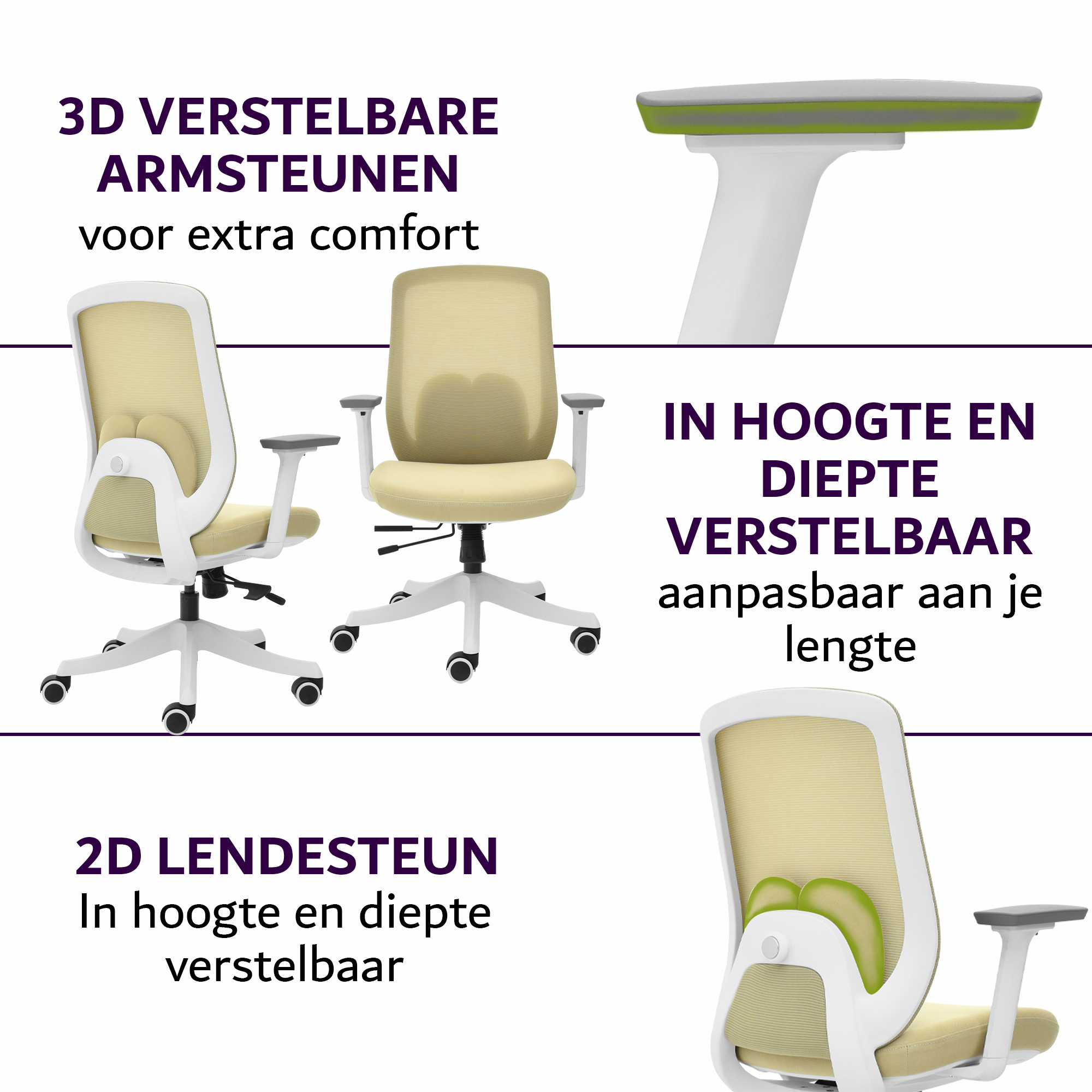 Liva Bureaustoel Beige Wit NEN-1335
