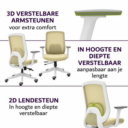Liva Bureaustoel Beige Wit NEN-1335