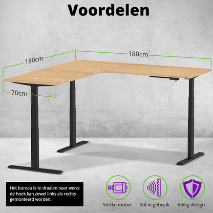 E-fit zit-sta hoekbureau 180x180x70