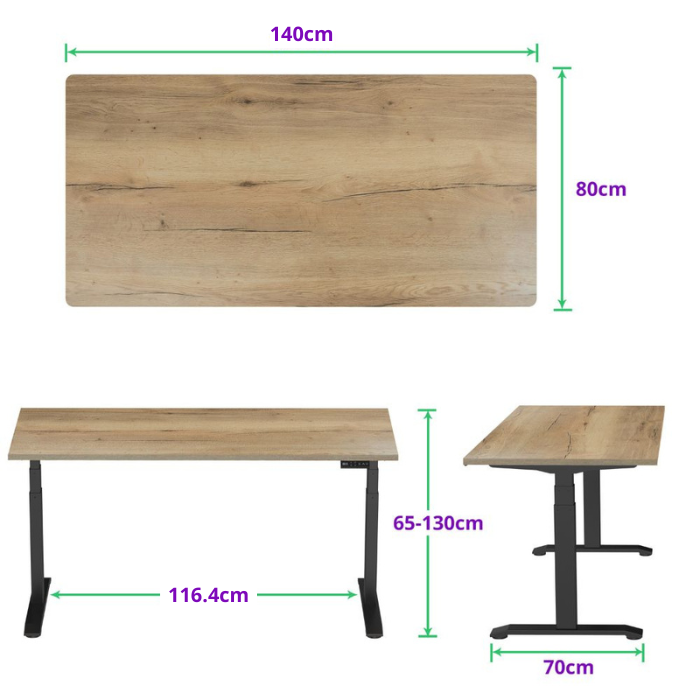 E-dual elektrisch zit-sta bureau 140x80 NPR